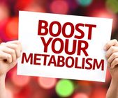 Boost Your Metabolism card with colorful background with defocused lig